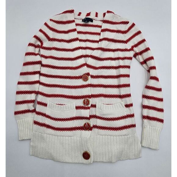Gap Girl's Size 6/7 Red and White Sweater with Matching Sailor Jeans - Picture 2 of 7